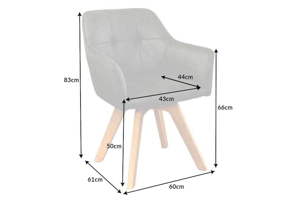 Swivel chair LOFT 180° with armrests microfibre antique grey