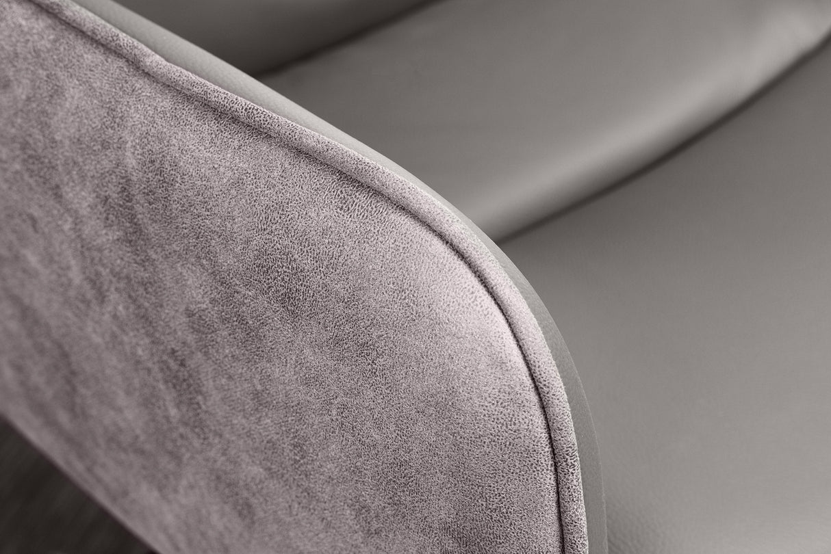 Swivel chair BIG GEORGE 360° with armrests genuine leather and microfibre taupe