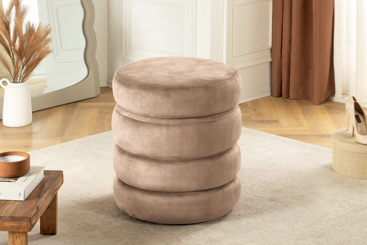 Stool VOQUE 50cm velvet champagne w/ storage space