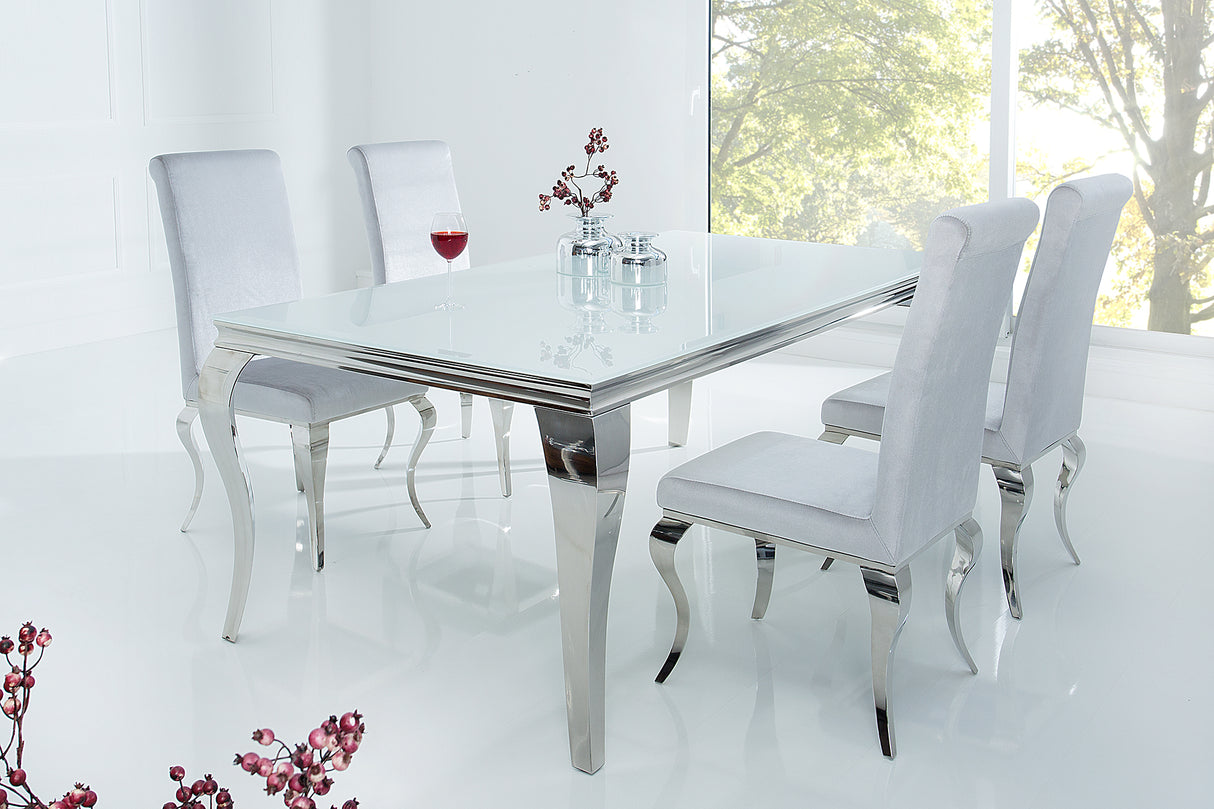 Esstisch MODERN BAROCK 180cm Hartglas weiß