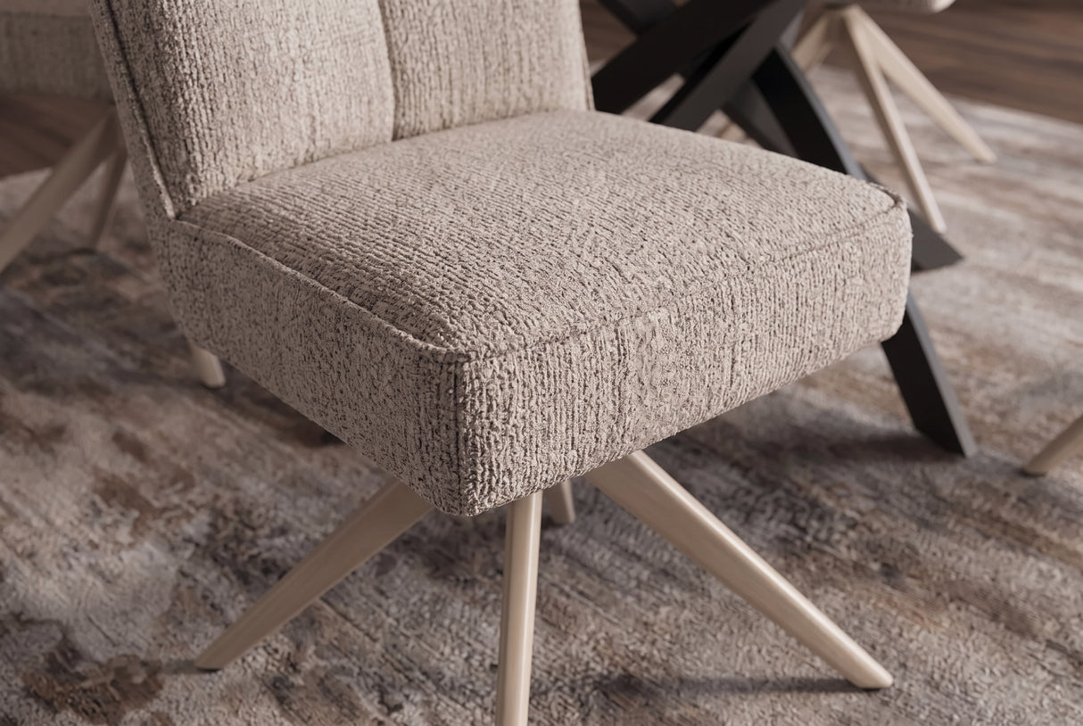Swivel chair LUGANO 360° auto-return spring core chenille tweed taupe beige