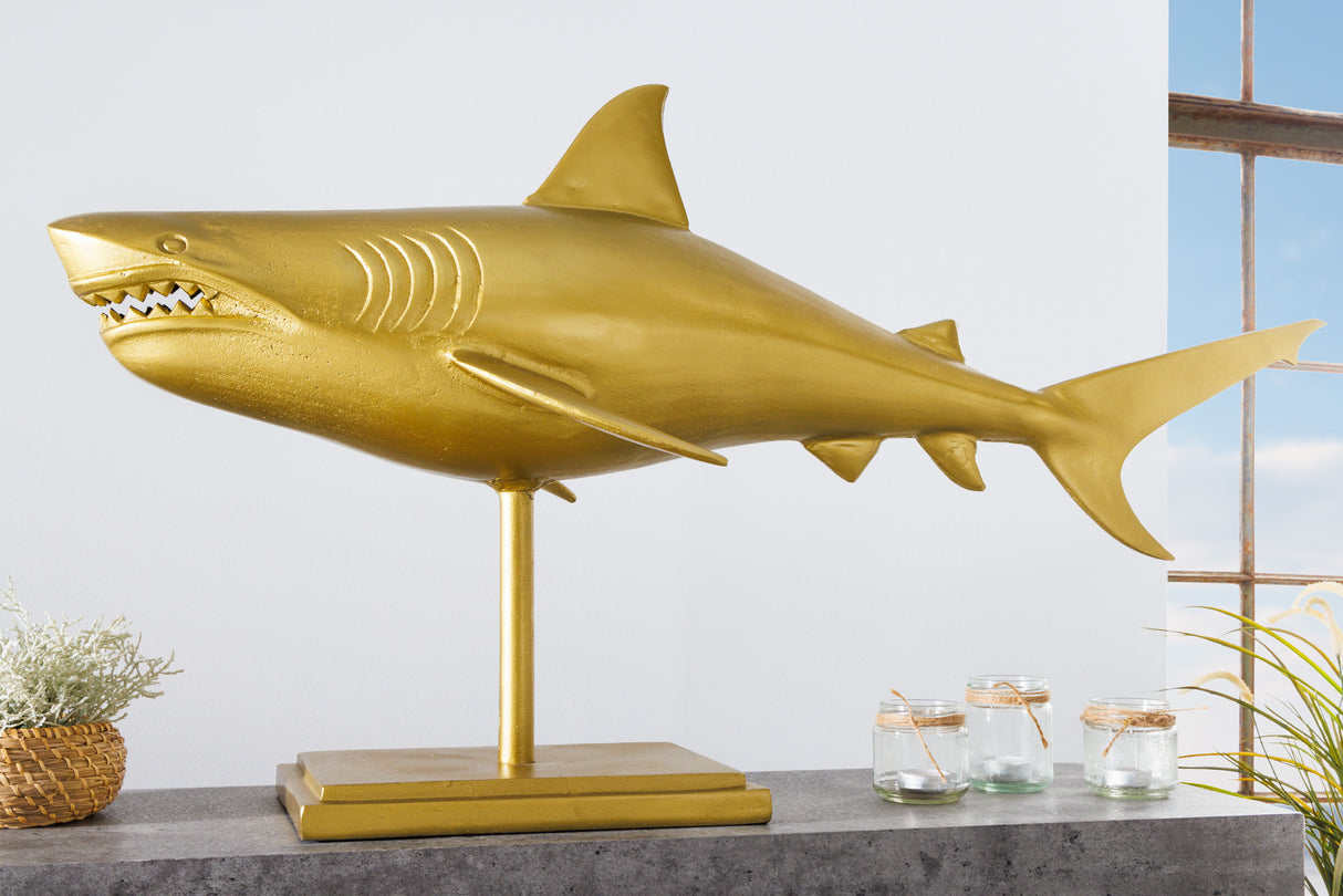 Deko Skulptur HAI 100cm gold