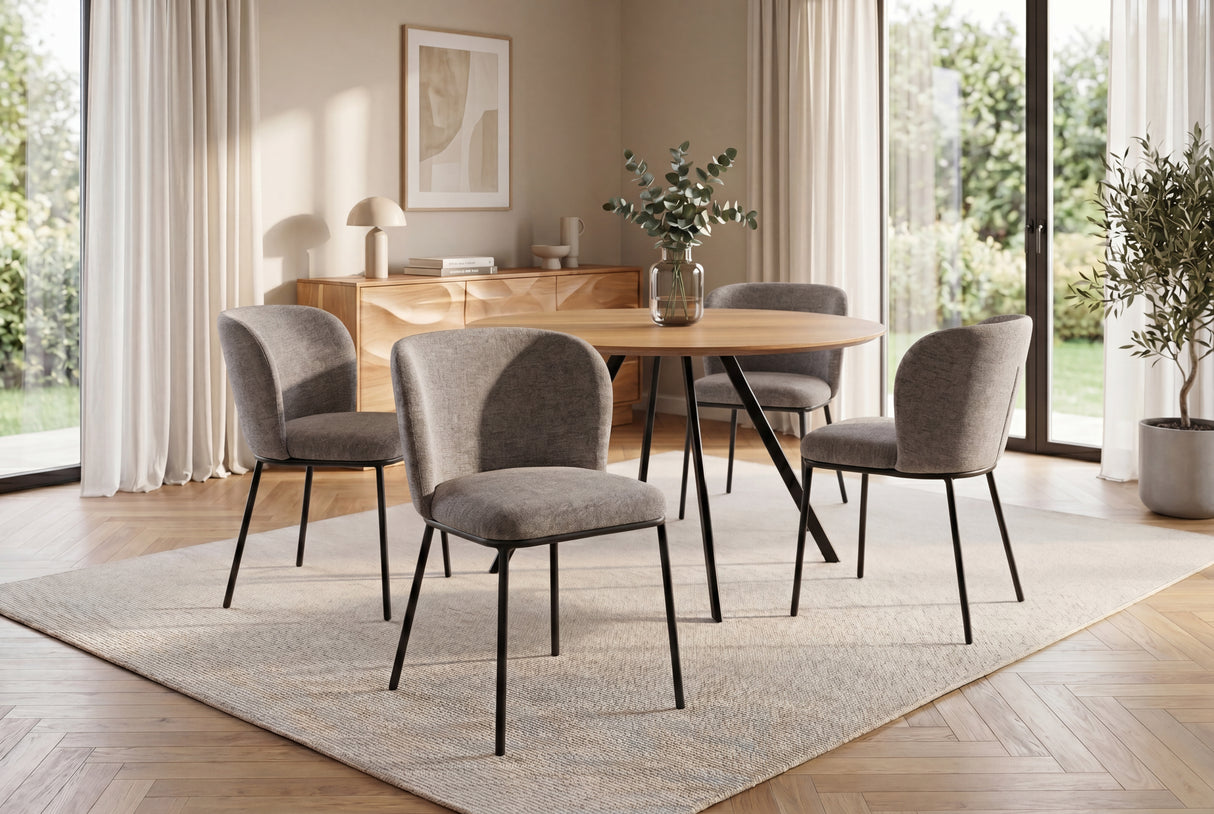 Stuhl LYON Metallgestell schwarz graubeige