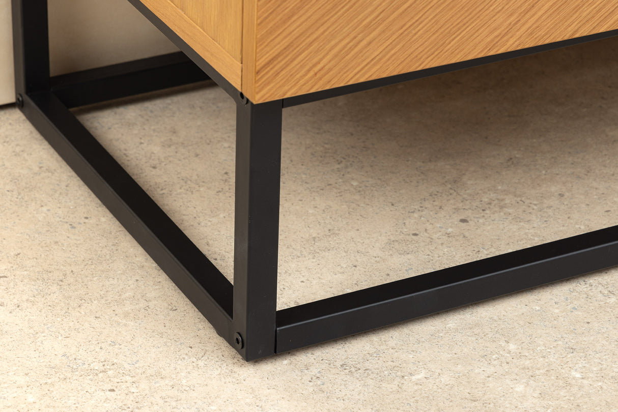 Sideboard GRANDEZZA 180cm in Eichenholzoptik mit schwarzem Metallrahmen