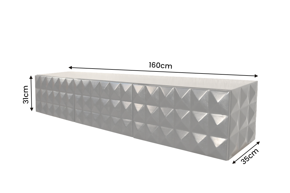 TV-Board VULCANO 160cm 3D hängend mit Kabelloch Mangoholz schwarz