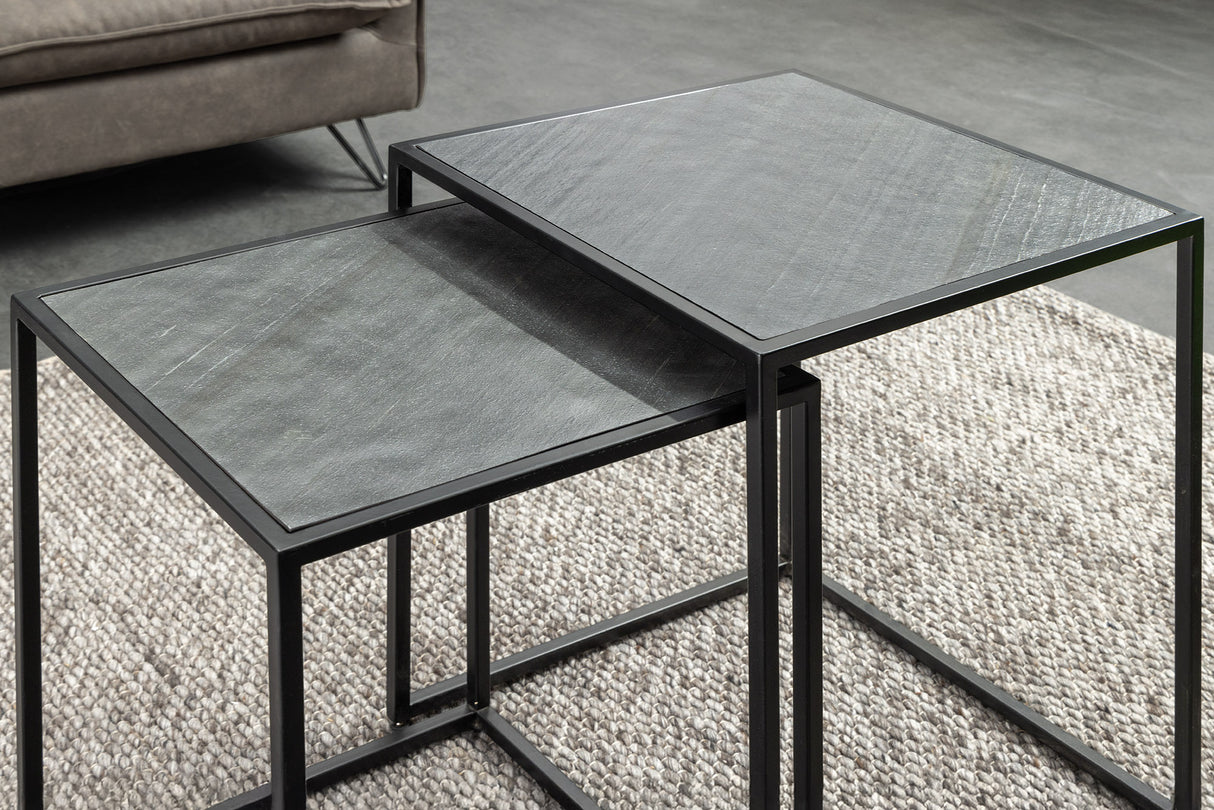 Couchtisch MOUNTAIN SOUL 45/40cm 2er Set Marmoroptik schwarz