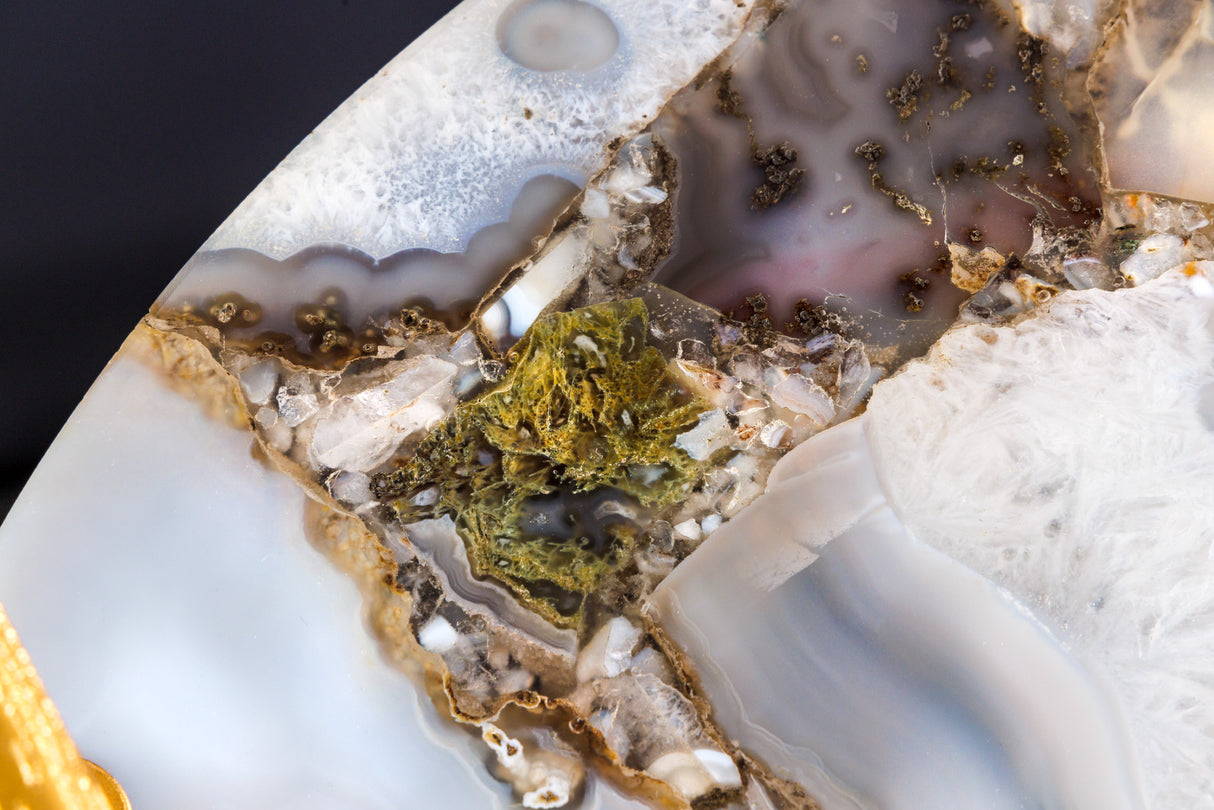 Tray NOBLE 40cm agate golden handles