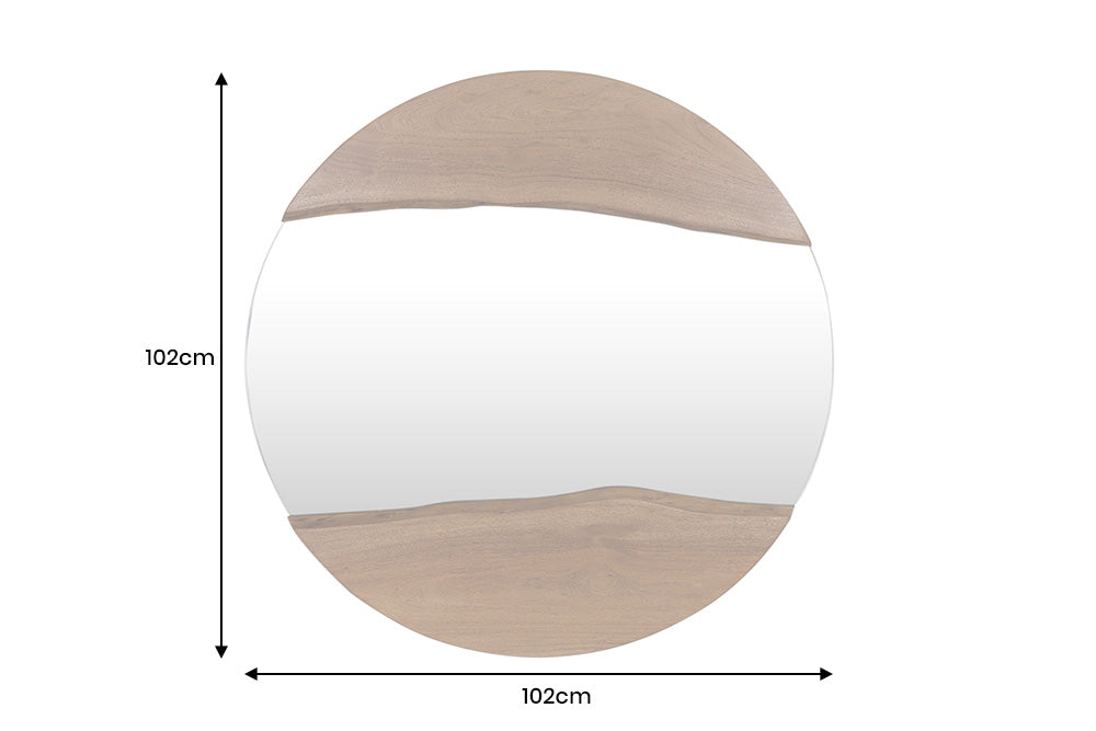 Wall mirror LIVING EDGE 100cm round natural edge brown acacia wood