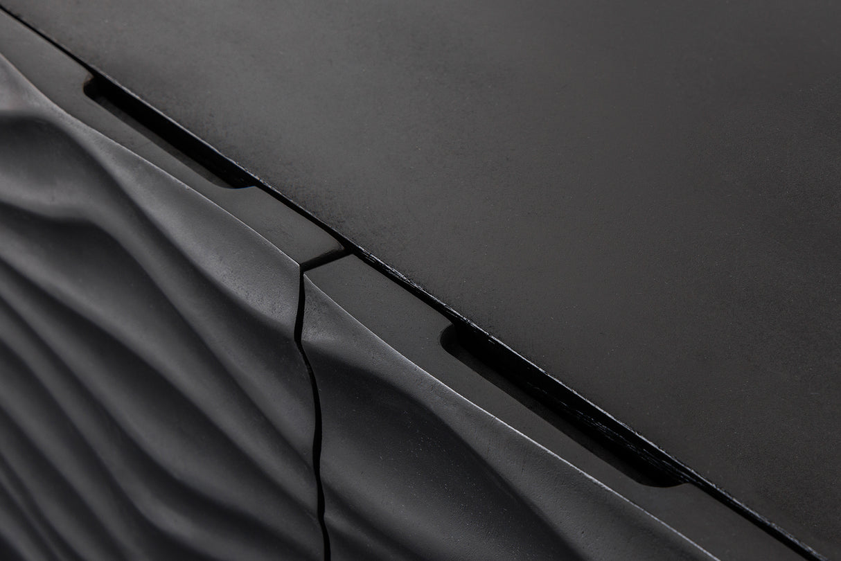 TV-Board WAVE 160cm hängend Mangoholz schwarz