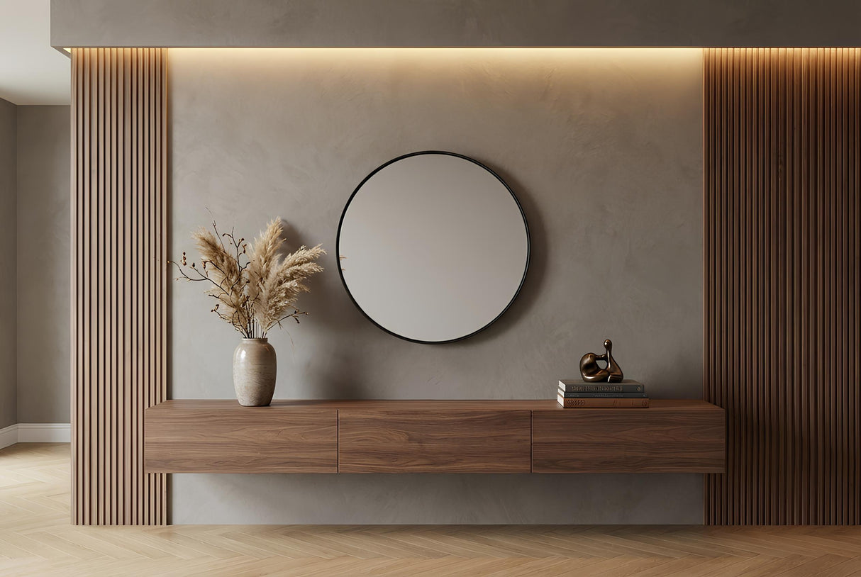 Wall mirror PORTRAIT 75cm round aluminium black