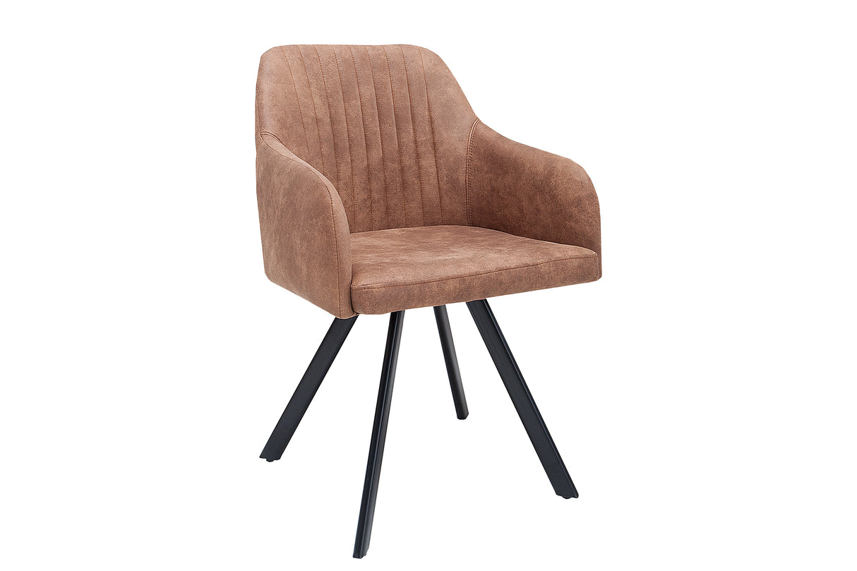Chair LUCCA with armrests microfibre vintage brown
