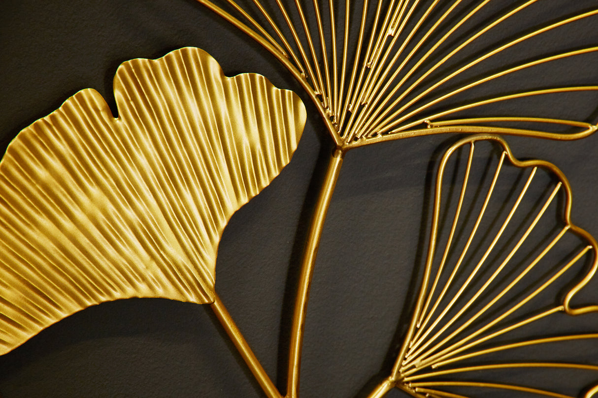 Wanddeko GINKGO 40cm 3er Set gold