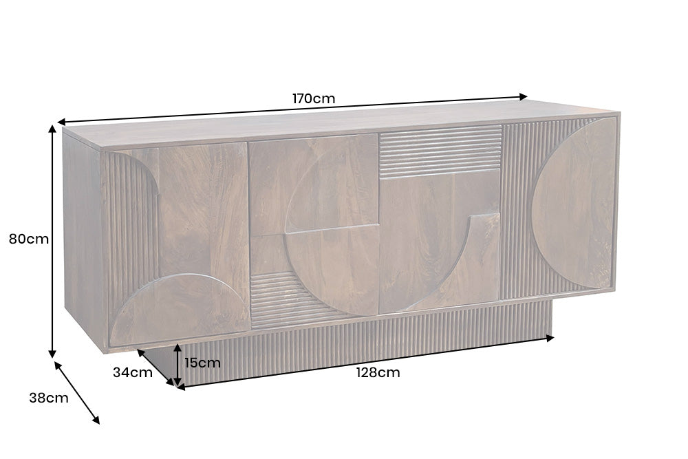 Sideboard ART DECO 170cm 3D Mangoholz braun