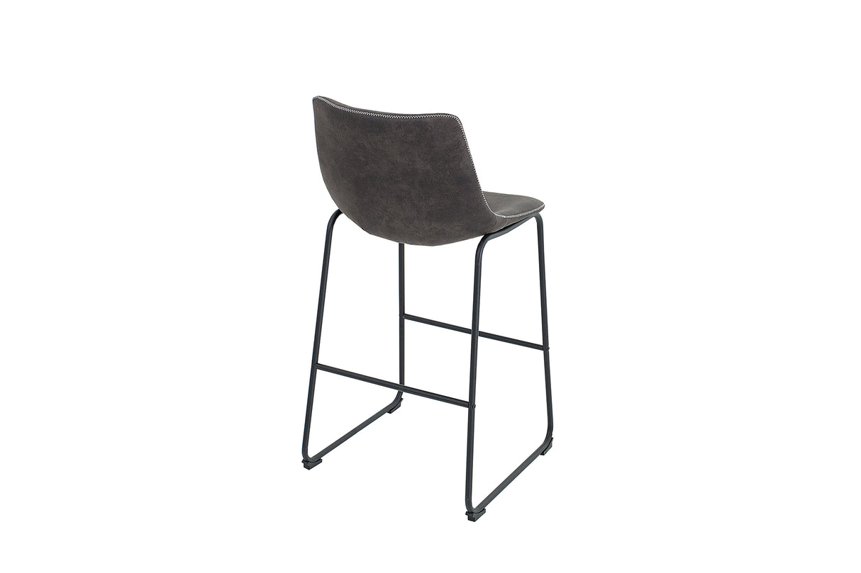Barstuhl DJANGO Mikrofaser Vintage Grau mit schwarzen Eisenbeinen