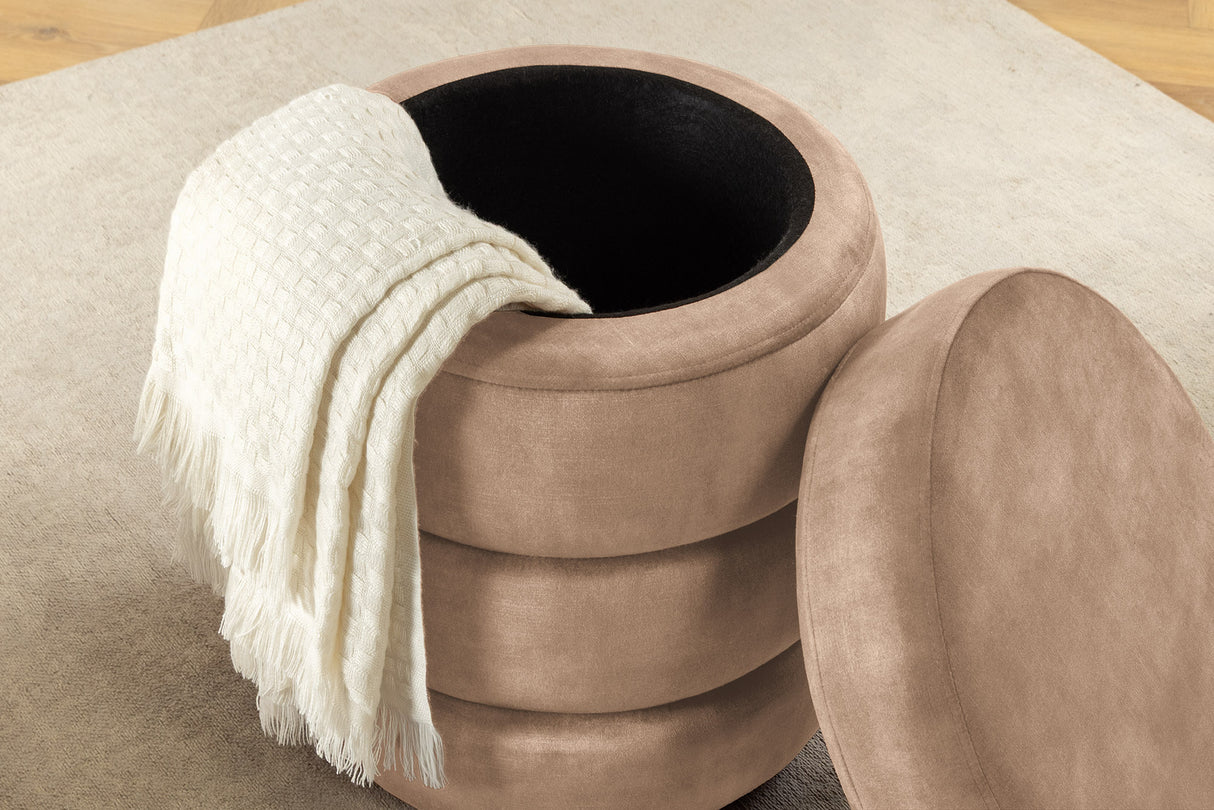 Stool VOQUE 50cm velvet champagne w/ storage space