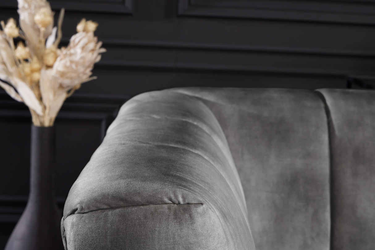 Sofa NOBLESSE 225cm 3-seater velvet grey w/ black feet