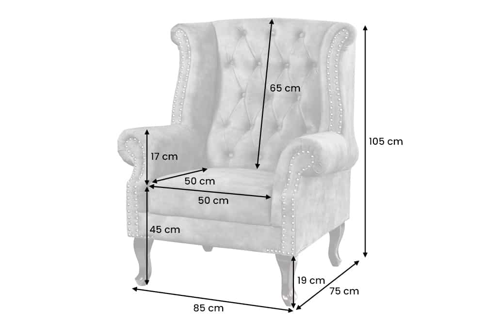 Ohrensessel CHESTERFIELD Antik-Look Samt grau