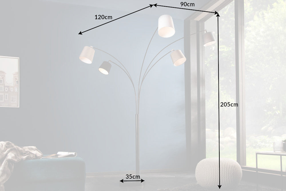 Floor lamp LEVELS 5 linen shades black grey white w/ marble base