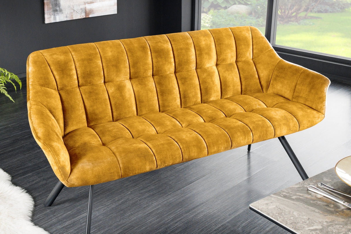 Bench PAPILLON 165cm velvet mustard yellow