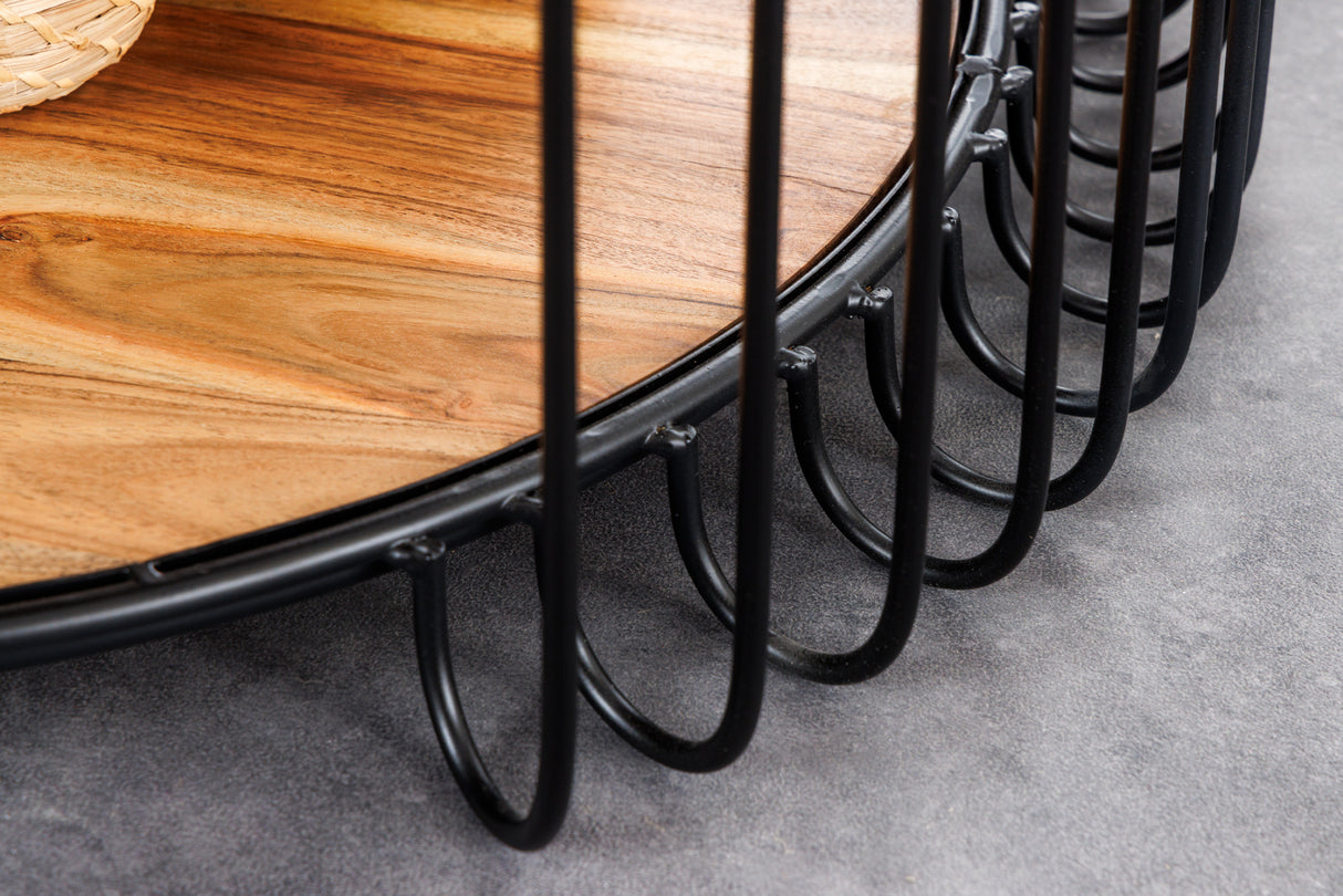 Couchtisch TRUE ELEMENTS 70cm Gestell schwarz Akazienholz natur