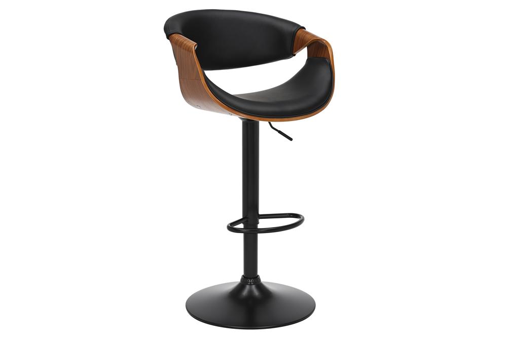Bar stool ORGANIC 89-100cm rotatable w/ armrests artificial leather and walnut wood look