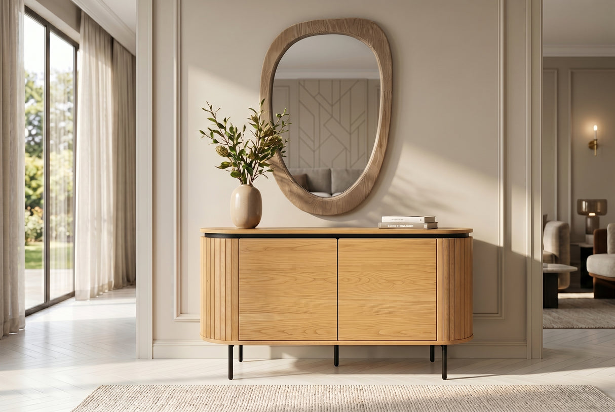 Wallmirror ORGANIC 105cm oval pine wood natural beige
