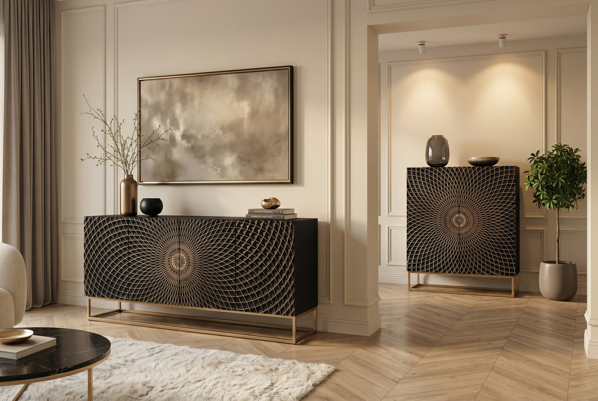 Sideboard ILLUSION 180cm 3D mango black