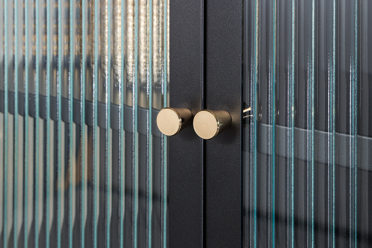 Display case PARIS 180cm ribbed glass black