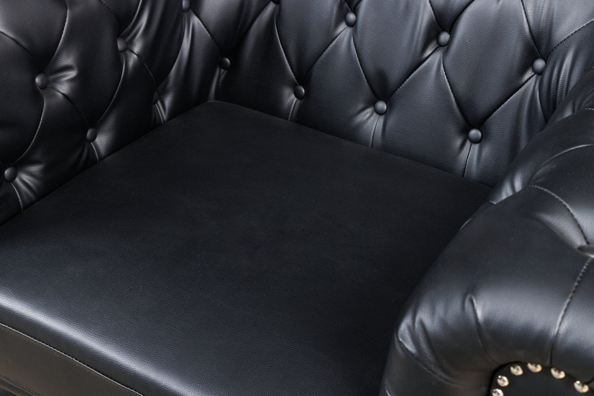 Armchair CHESTERFIELD artificial leather antique look black
