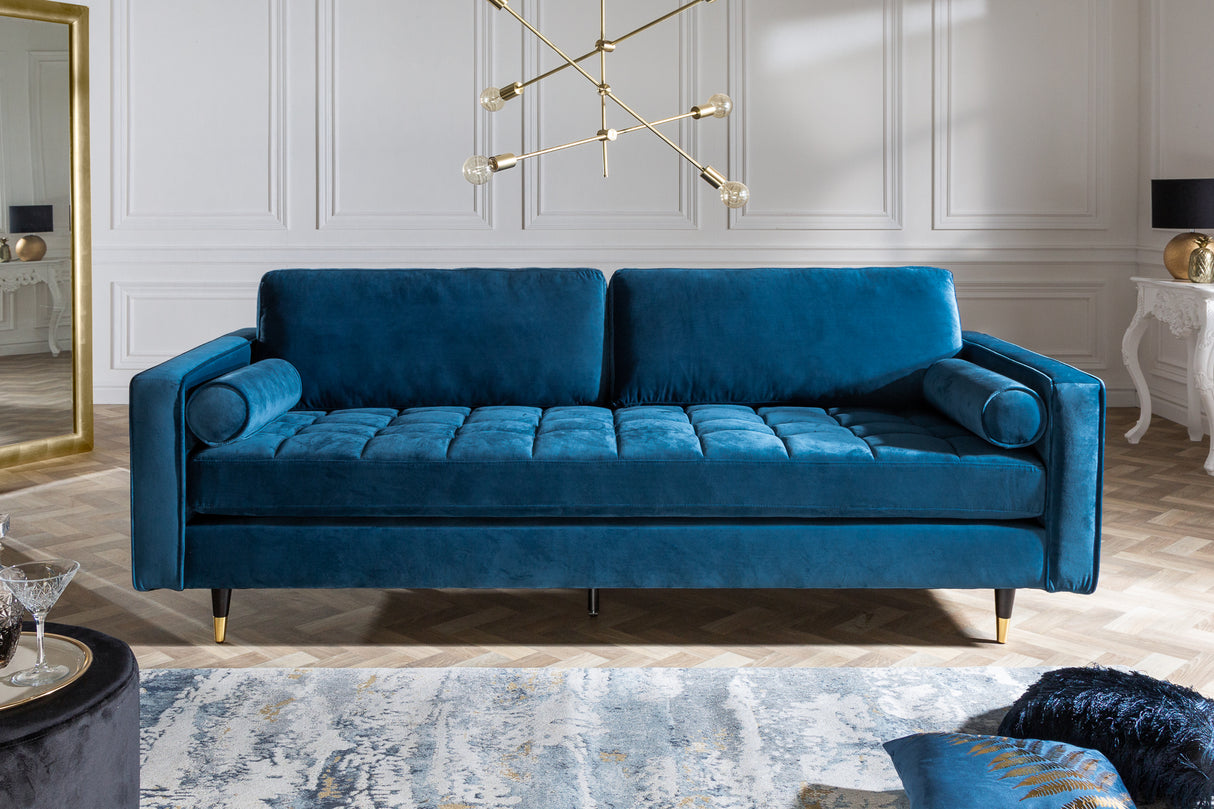 Sofa COZY VELVET 220cm 3-seater velvet teal blue
