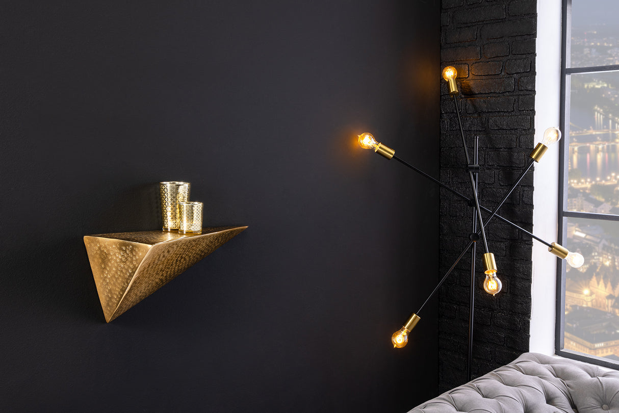 Wall shelf PYRAMID 40cm hammer stroke effect gold