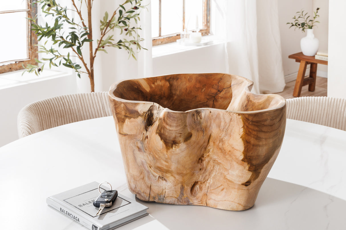 Dekoschale FLOWERS 35cm Teakholz natur