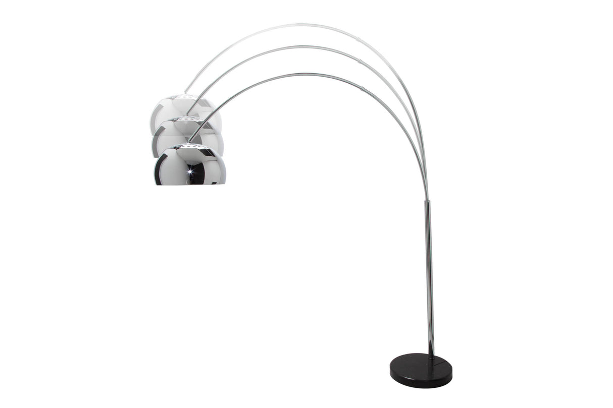 Stehleuchte BIG BOW 170-205cm Chrom mit Marmorsockel