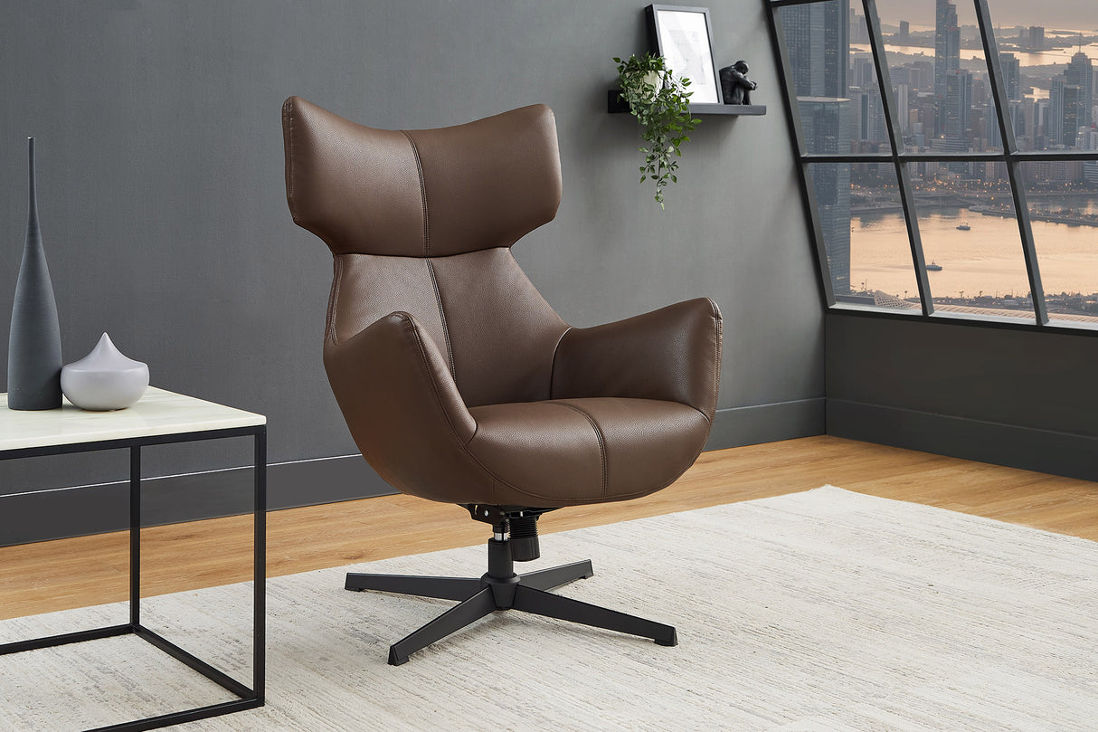Sessel VOGUE 360° drehbar Kunstleder braun mit schwarzem Metallgestell