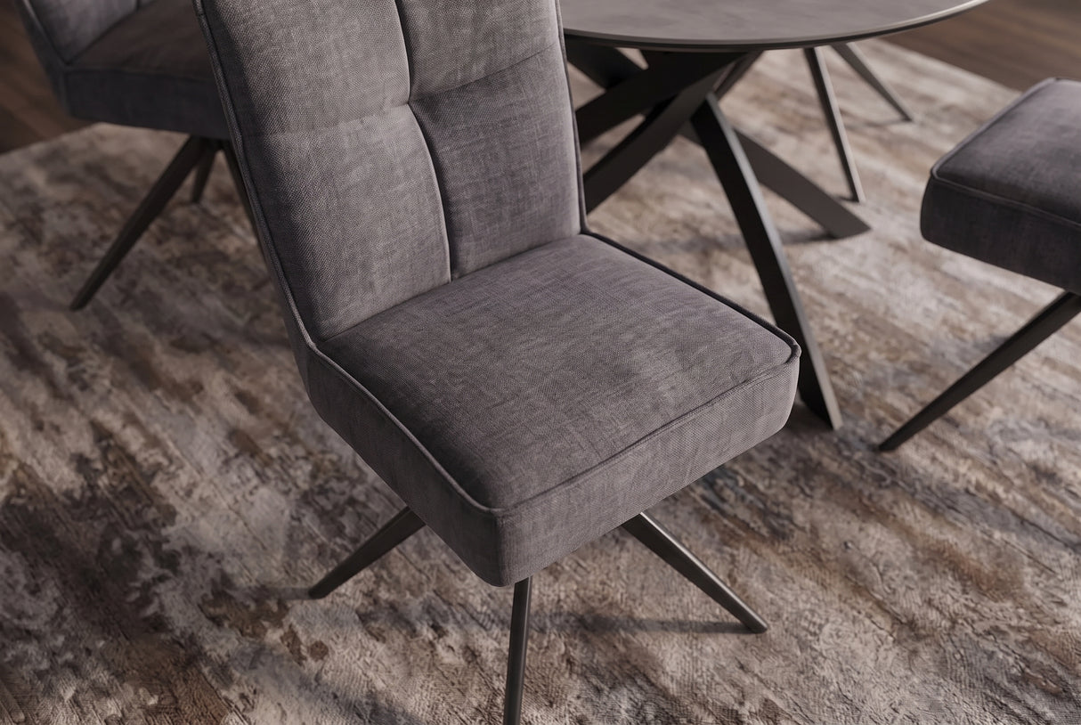 Swivel chair LUGANO 360° auto-return 150 kg load capacity spring core velour velvet grey black