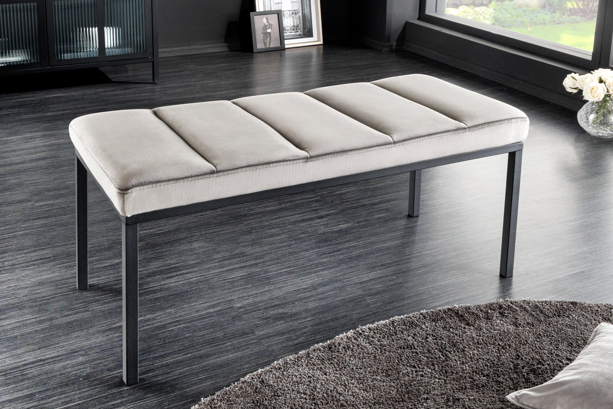 Bench BOUTIQUE 80cm velvet light grey