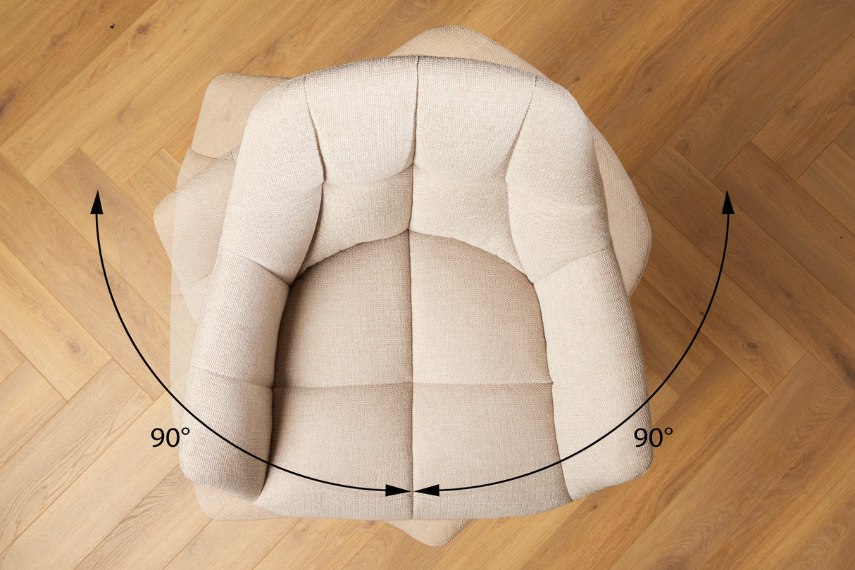 Bar chair PAPILLON 106cm rotatable 180° flat woven fabric champagne beige