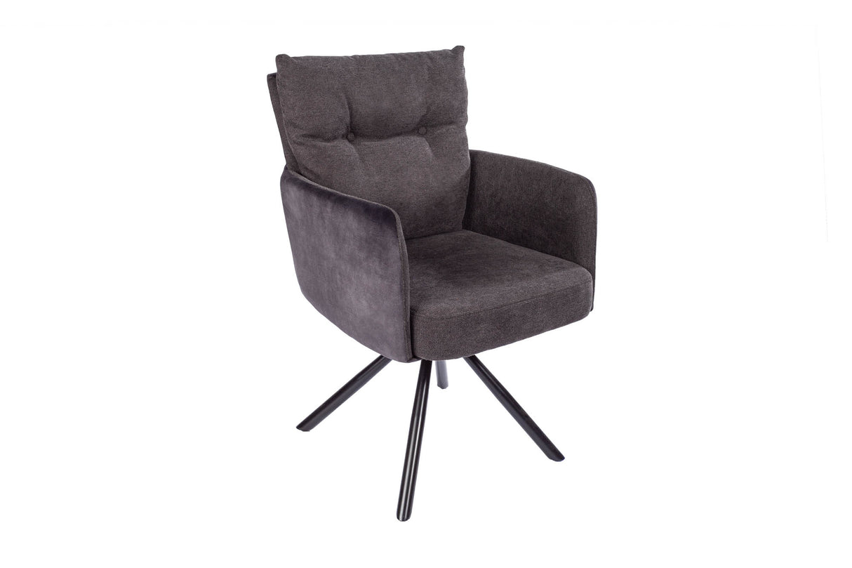 Swivel chair BIG GEORGE with armrests flat woven fabric anthracite rotatable