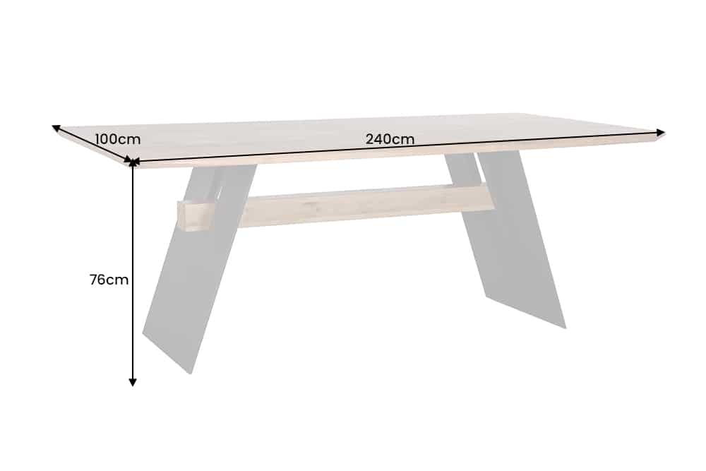 Dining table GRAND OAK 240cm wild oak wood and powder coated metal