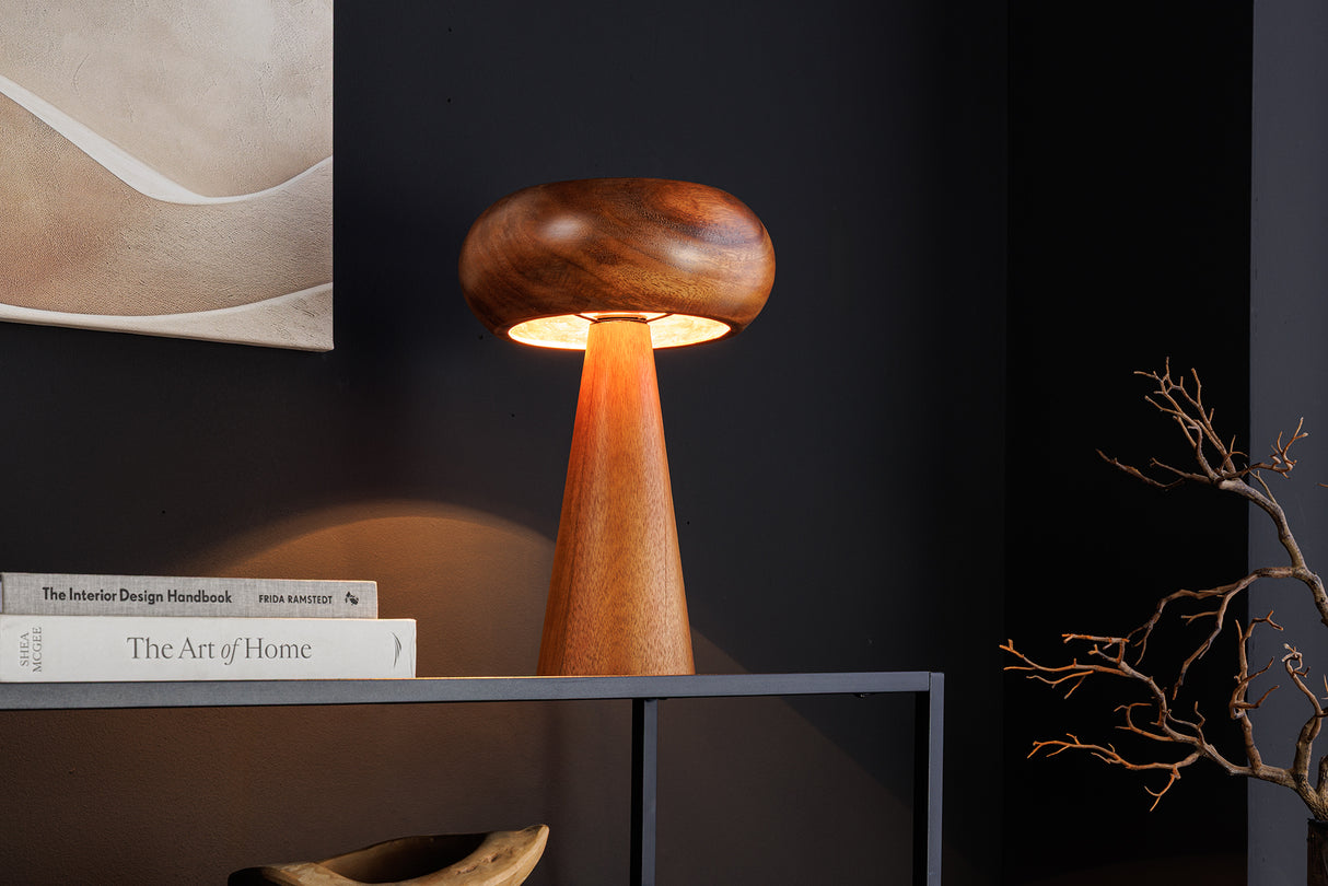 Table Lamp ALVA 40cm iron and acacia wood natural