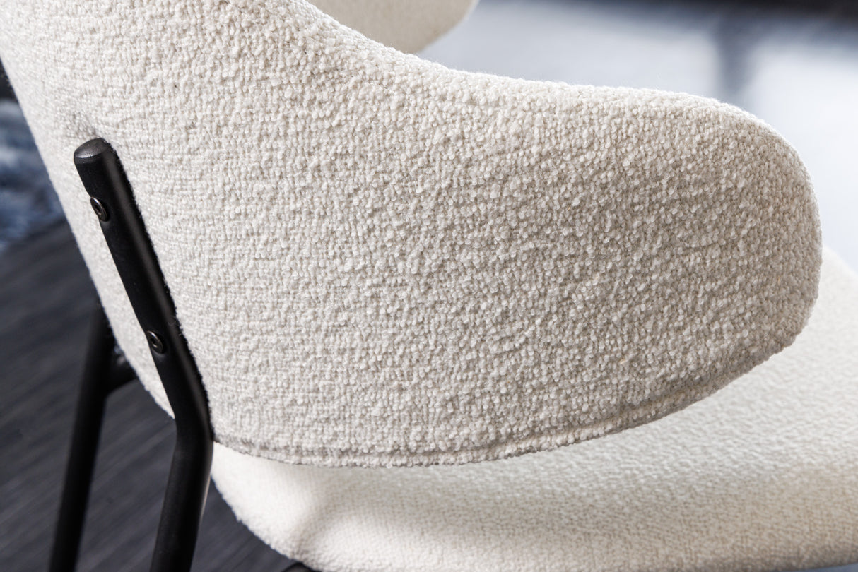 Chair TRACY ALPINE bouclé white black legs