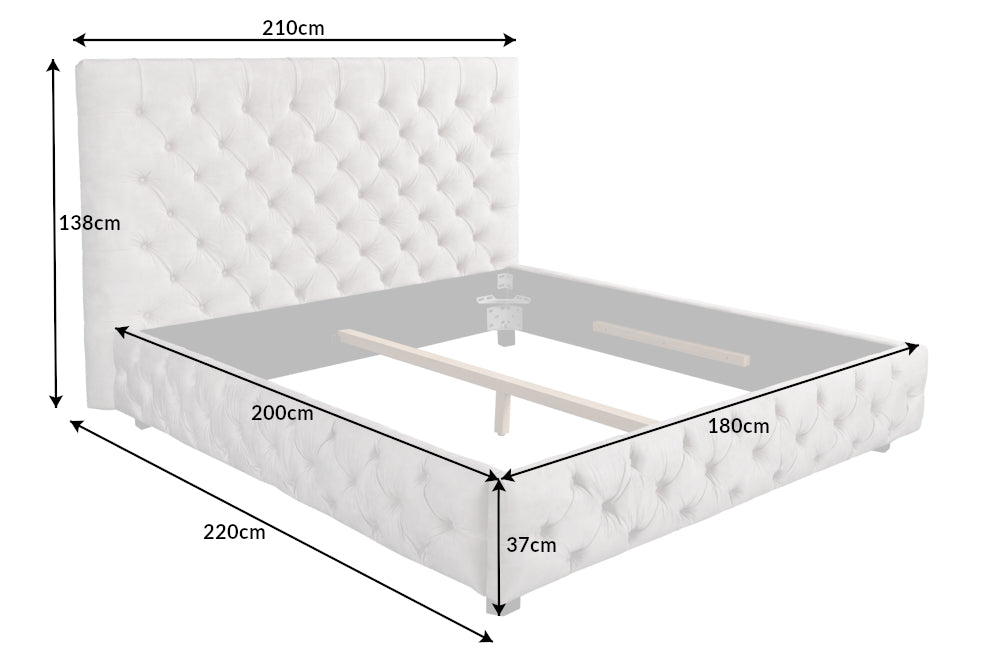 Bed PARIS CHESTERFIELD 180x200cm linen fabric beige