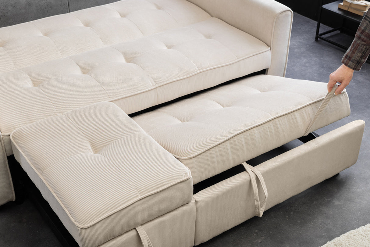Sofa bed SMART 180cm 2-seater cord beige