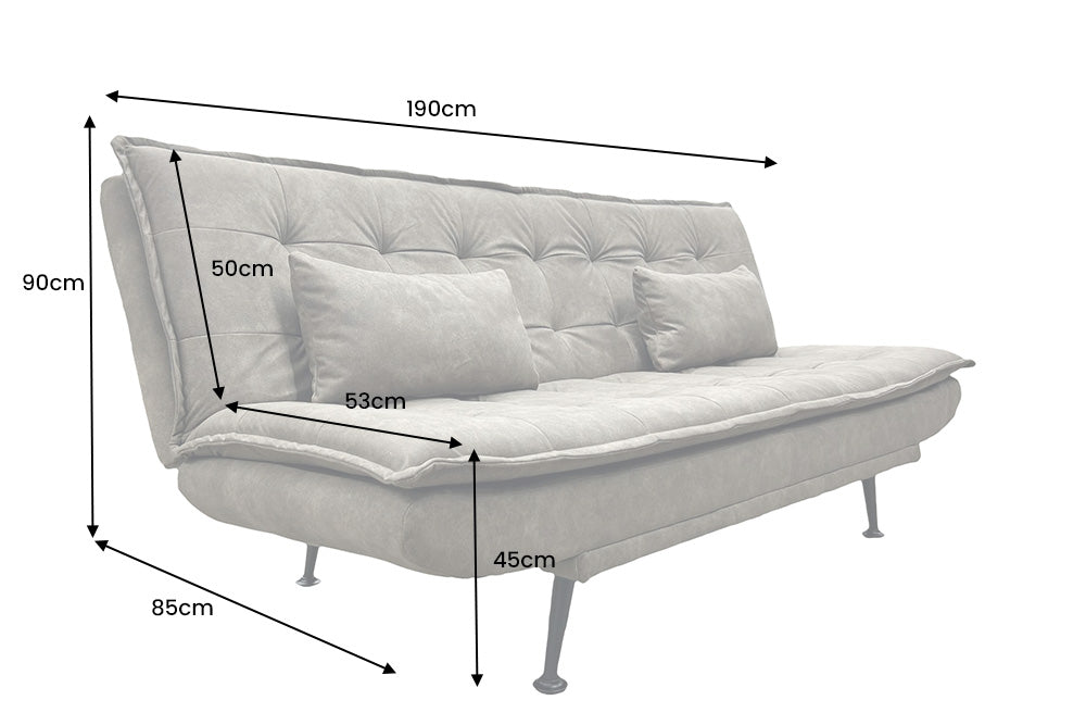 Sofa bed JAZZ 195cm 3-seater microfibre taupe