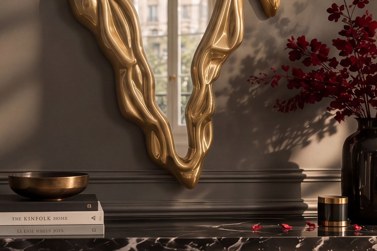Wall mirror FLUIDUM 150cm gold