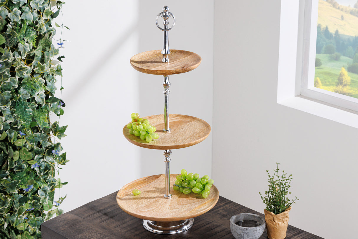 Decoration etagere PURE NATURE 70cm 3 trays mango wood