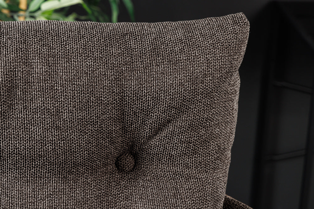 Bar stool BIG GEORGE w/ armrests flat woven fabric velvet taupe rotatable