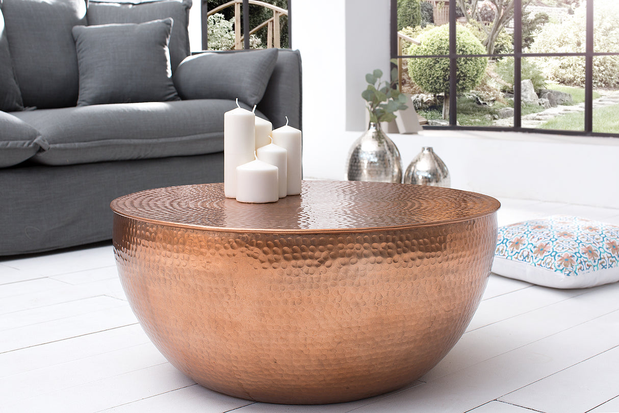 Coffee table ORIENT II 60cm hammer stroke effect copper