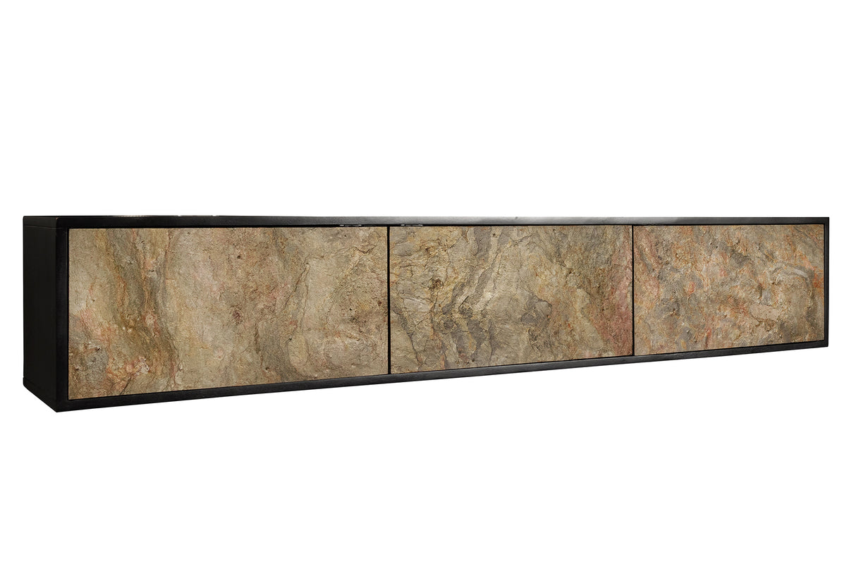 TV Board MOUNTAIN SOUL 160cm hängend Akazie Naturstein Optik schwarz natur