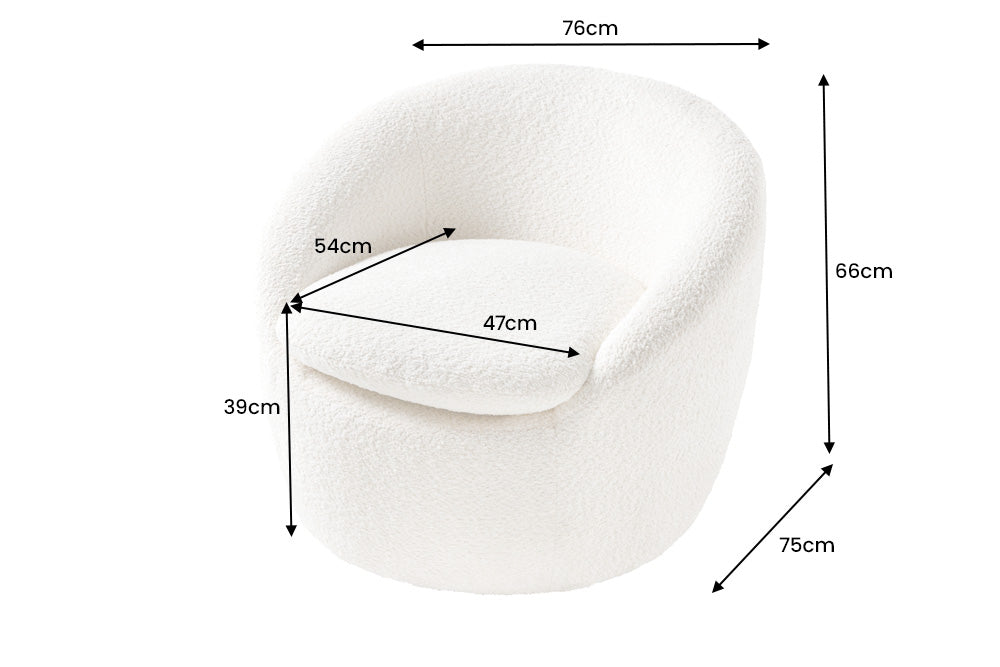 Sessel ALPINE 360° drehbar, Bouclé, weiß